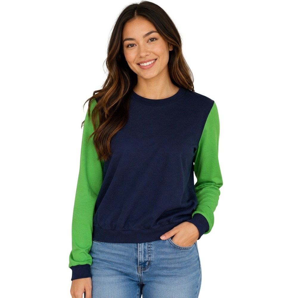 3.1 Phillip Lim Target Colorblock Sweater Navy Blue Green Mixed Media XS